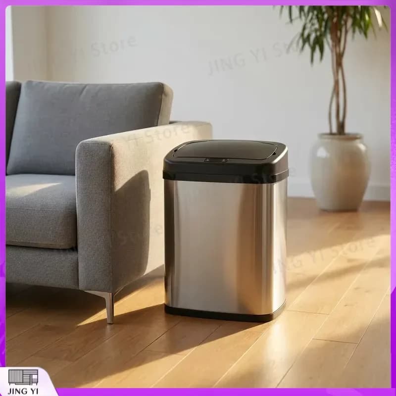 Smart Trash Can Automatic Sensor Waste Bin Stainless Steel 20L Indoor Kitchen Bathroom Touchless Garbage Can Battery Powered
