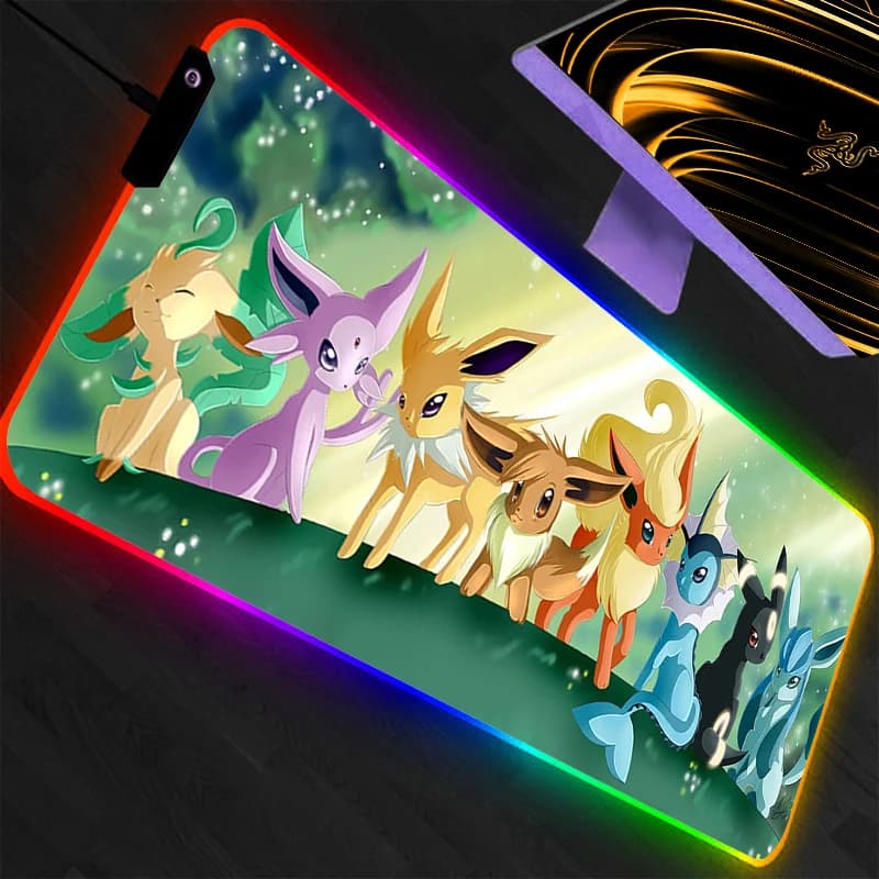 LED mouse pad Pokemon Pikachu Accessories for anime games RGB mouse pad Gamer PC Computer keyboard Backlit desk Mat