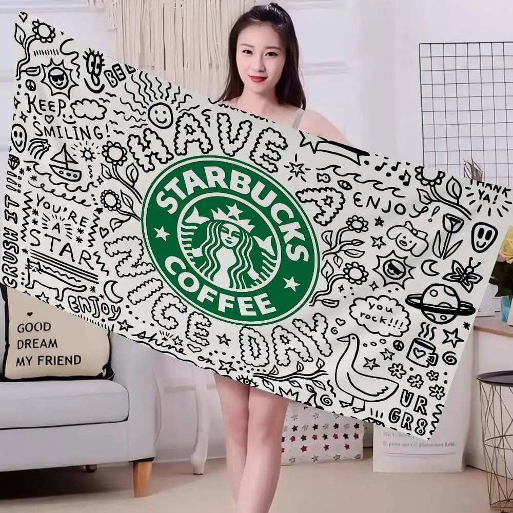 Fantastici teli mare grandi in microfibra con logo Starbucks, ad asciugatura rapida, per spiaggia, piscina, viaggi, nuoto e yoga