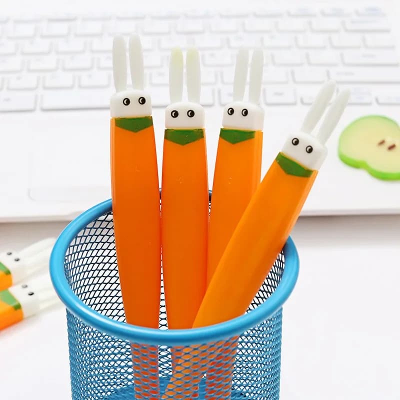 Penna neutra creativa con orecchie di coniglio da 40 pezzi, penna ad acqua nera con coniglio, penna per firma da ufficio con piccolo coniglio rosso