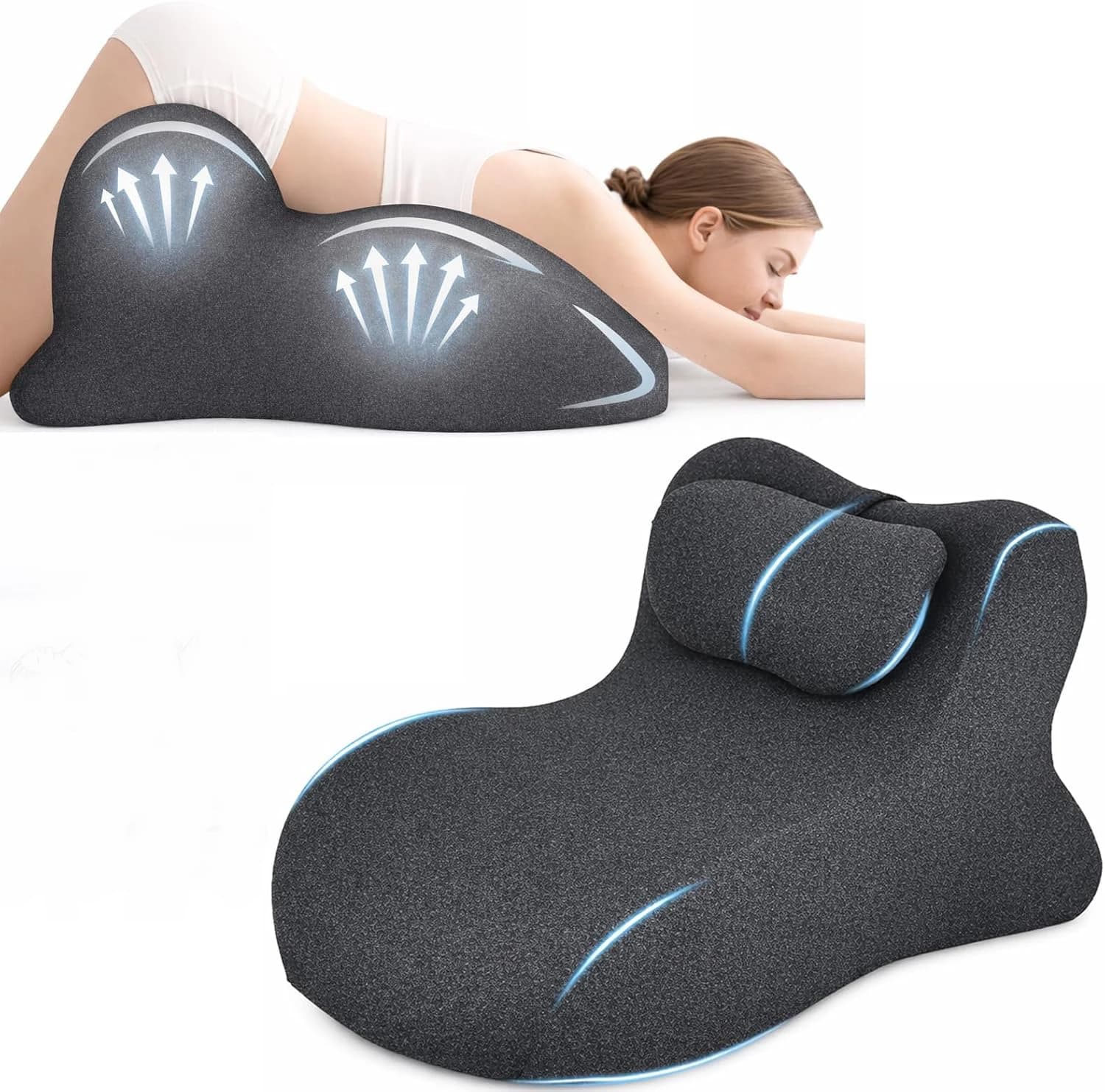 Cuscino per coppie – 27 ° Cuscino a cuneo Lift Sweet Spot in memory foam a rimbalzo per il supporto dell'anca, perfetto per la lettura e il comfort intimo