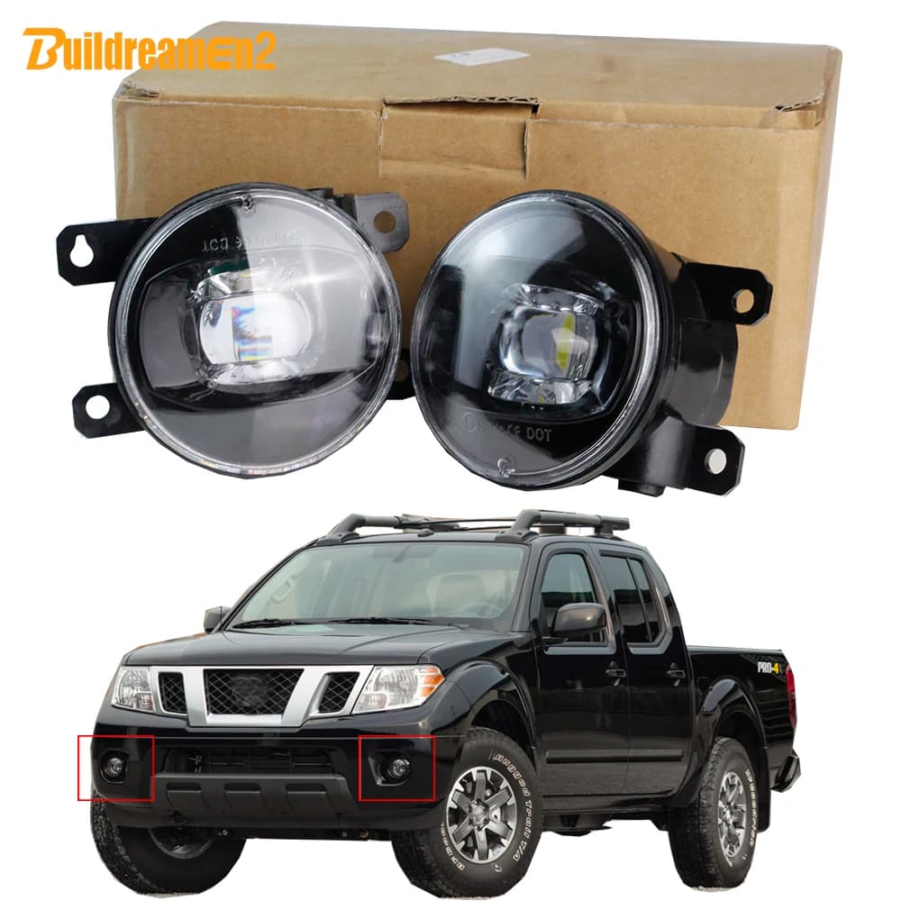 2 Pieces 90MM Canbus LED Lens Fog Light Assembly For Nissan Frontier 2005-2015 30W 8000LM Adjustable Car Front Fog Lamp H11 12V