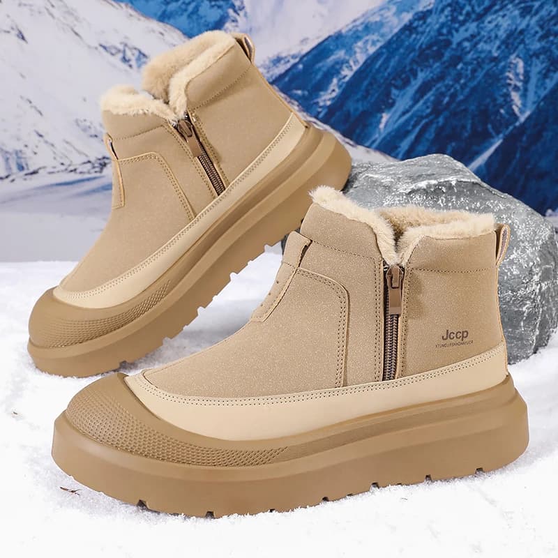 Stivali da neve caldi in peluche moda invernale Stivali comodi da uomo in cotone Scarpe casual da esterno con stivaletti antiscivolo impermeabili in pelliccia