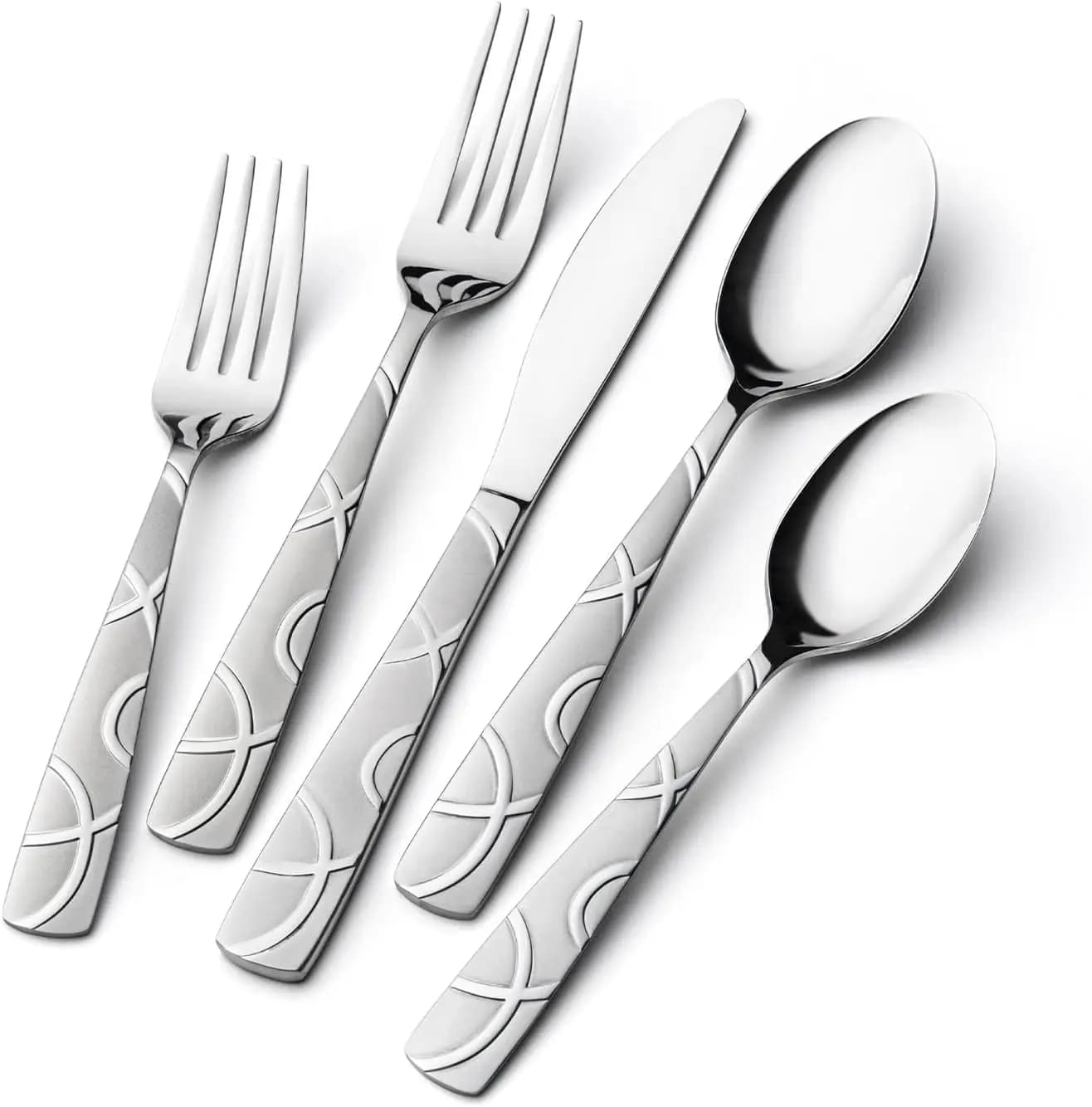 40-piece stainless steel cutlery set, modern kitchen cutlery set, mirror polished cutlery set with forks, spoons and knives