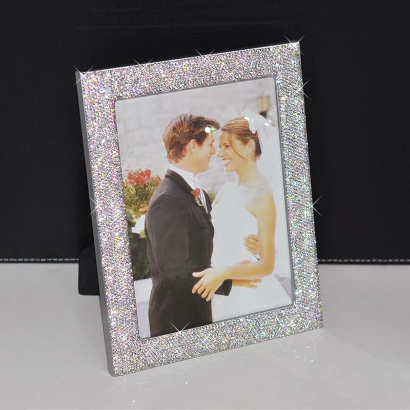 Photo Frame Metal Rhinestone Alloy Plexiglass Poster Frame for Wall Hanging Table Ornaments Wedding Photo