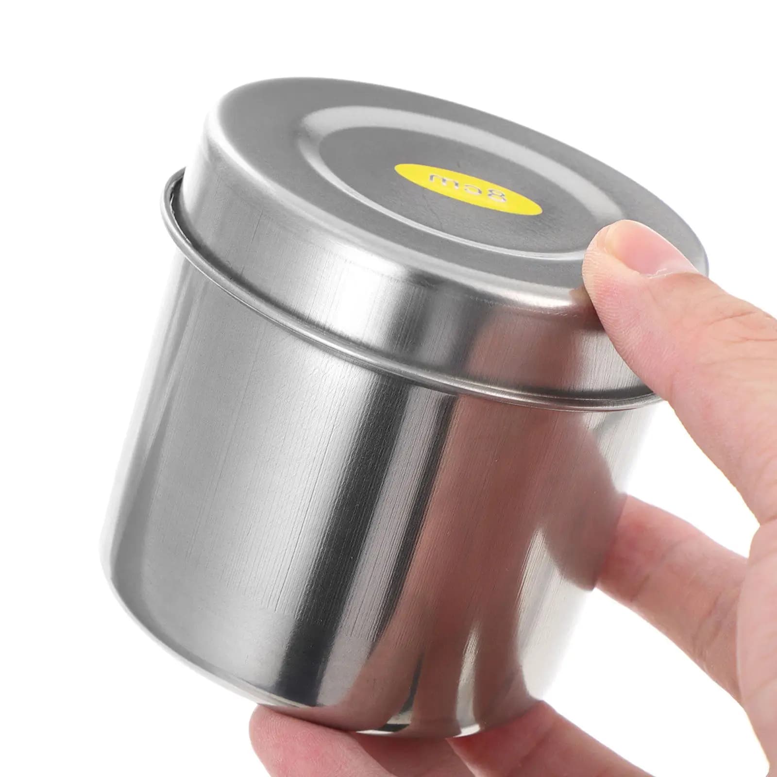 2 multifunctional stainless steel cylindrical containers for food preservation, airtight, for home, kitchen and restaurant