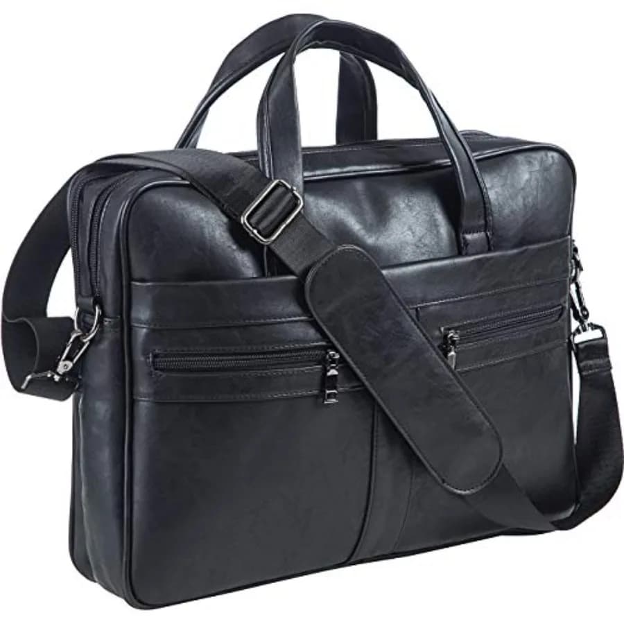 Borsa a tracolla in pelle da uomo, valigetta per laptop, borsa da lavoro per computer