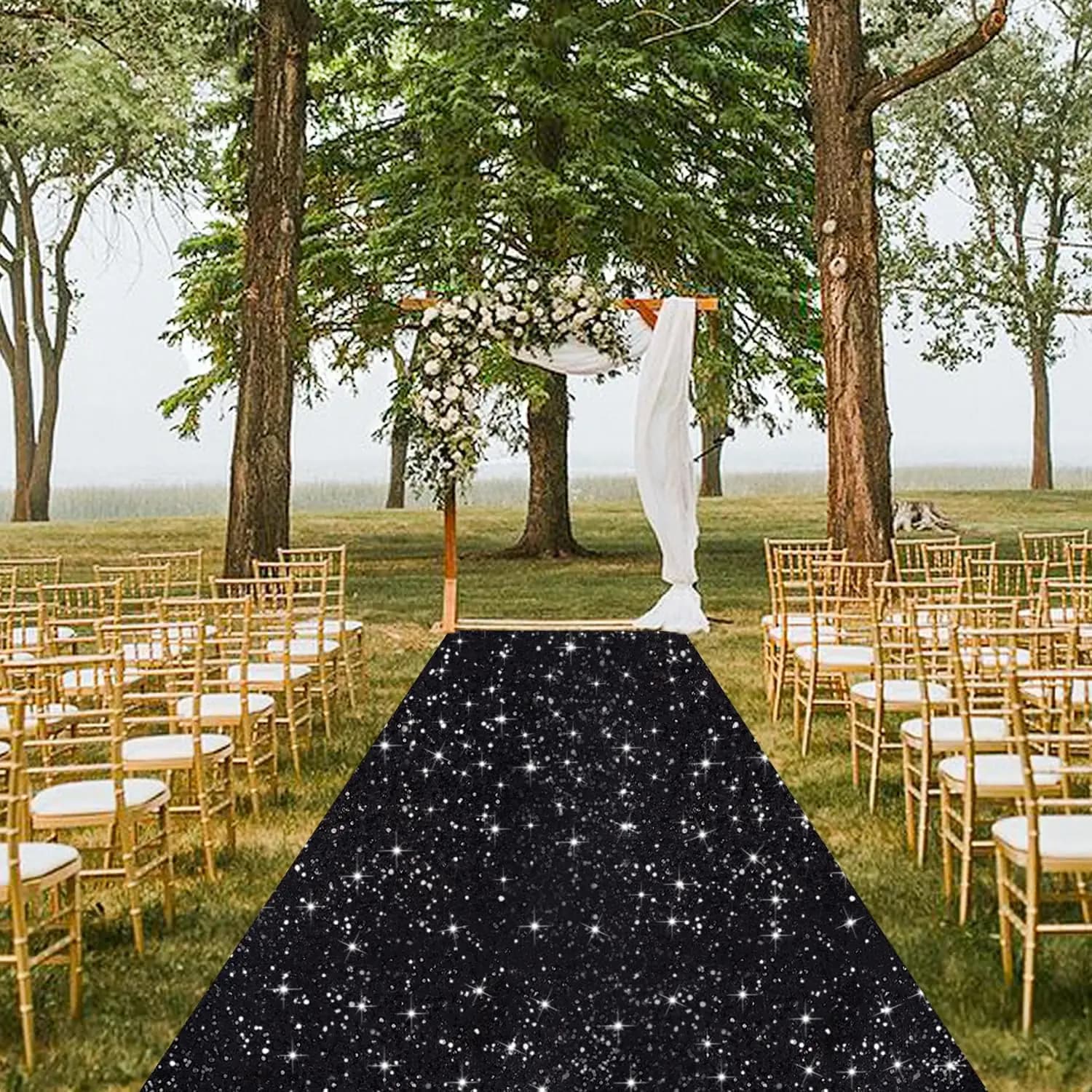 Runner for wedding corridor black with sequins Corridor 1 pz-2x15 feet Sparkling carpet Runner Bling corridor with car