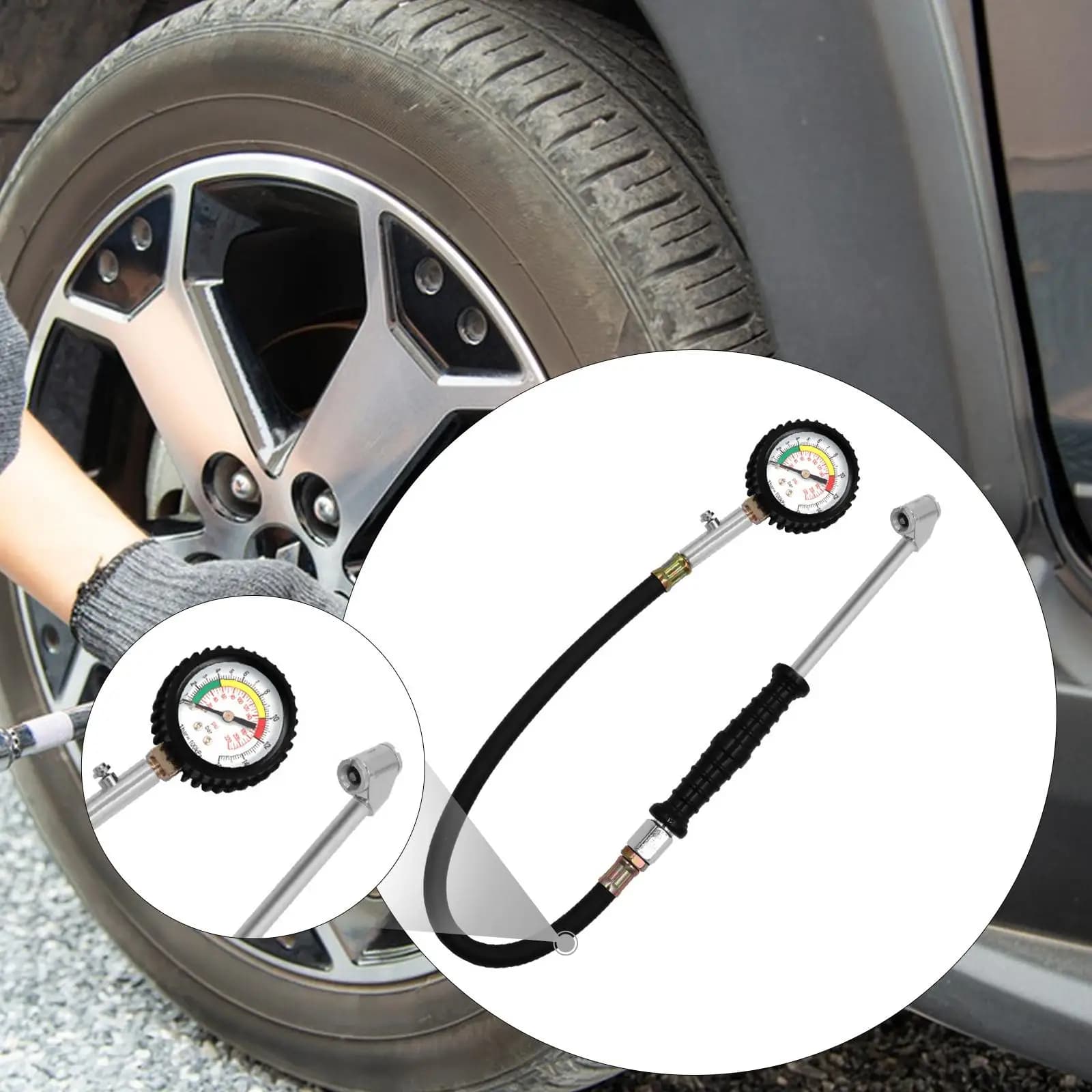 Tester per monitoraggio della pressione dei pneumatici Strumento professionale per pompa di gonfiaggio Manometro per pneumatici per auto e moto per automobili