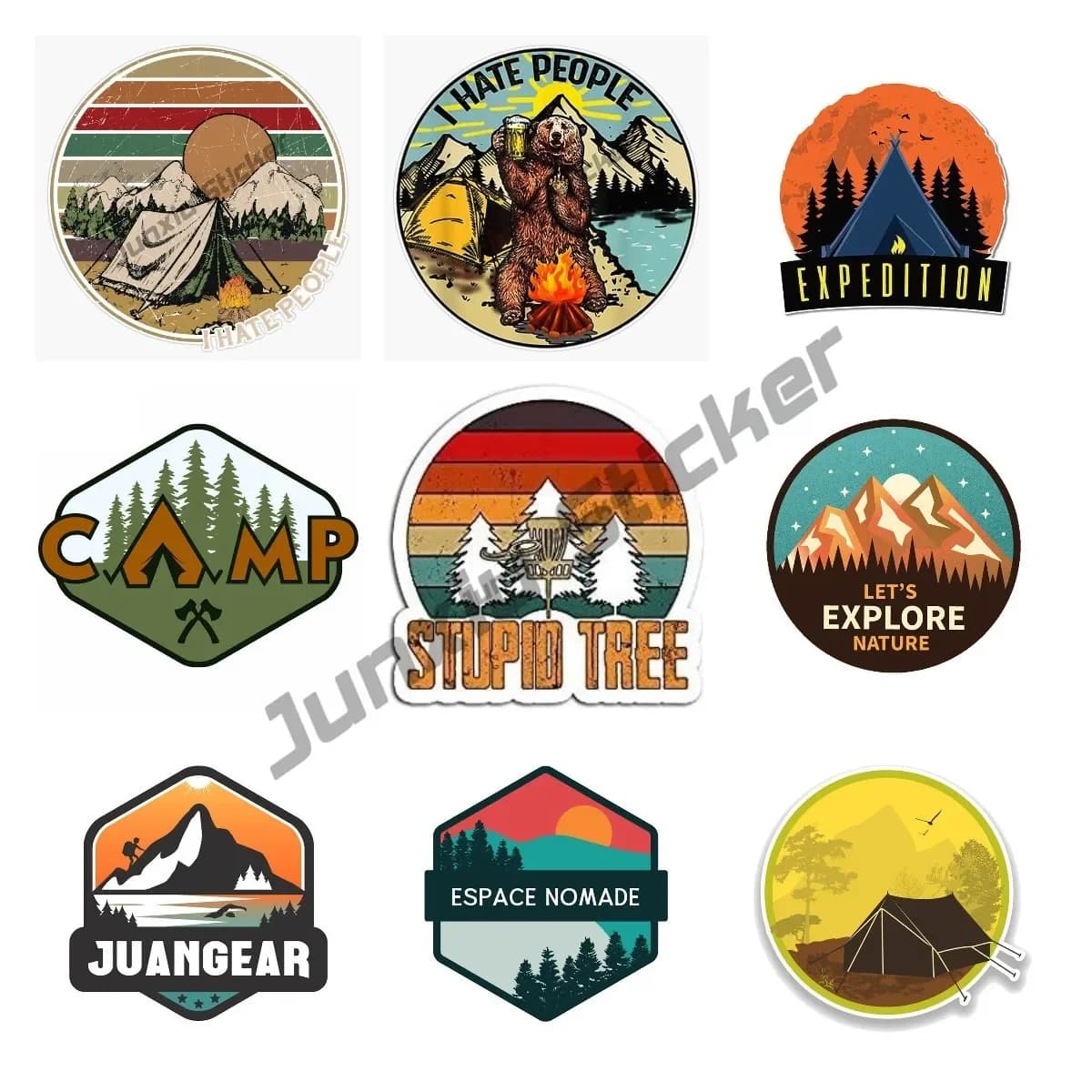 Adesivi creativi Love Camping I Hate People Retro Funny Camping Tent Sticker Car Decal Laptop Window 4x Off Road Bumper Sticker
