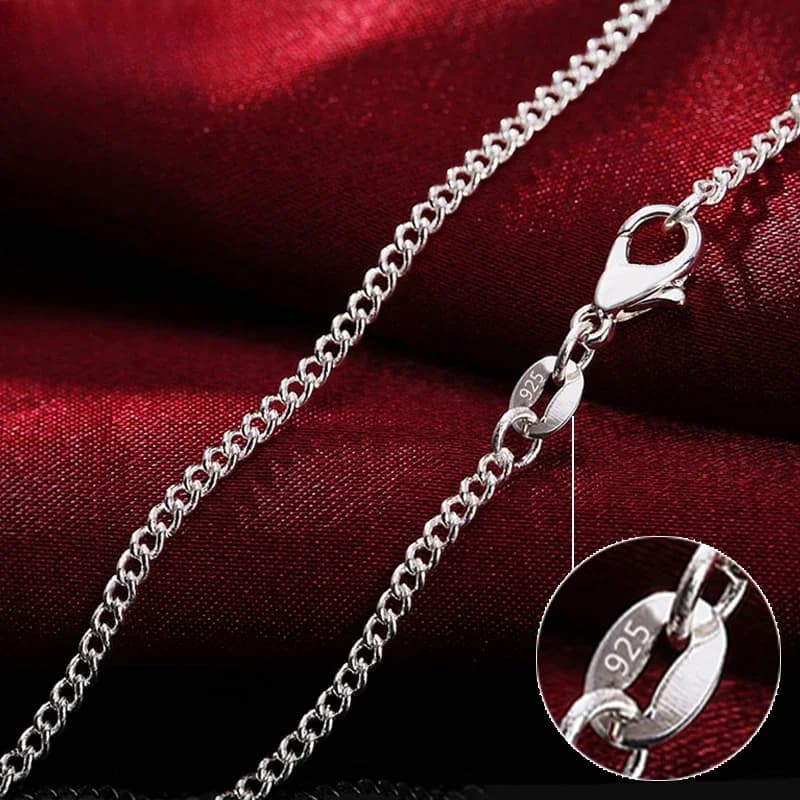 925 40-75 cm LUNGO 2 mm wide side chain necklace for women's jewelry with fashionable wedding pendants