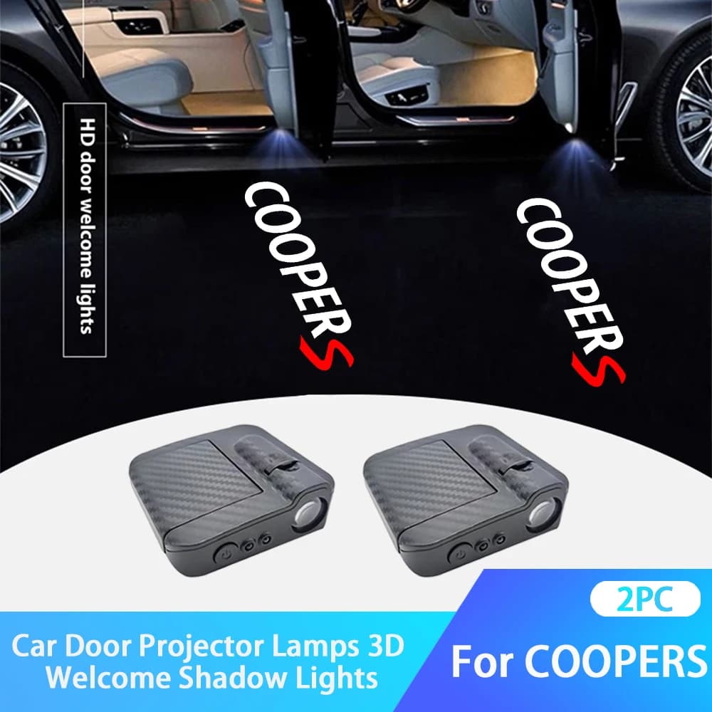 2PCS Car Door Welcome Lights Laser Projector Logo Wireless Sensing For mini COOPERS car accessories
