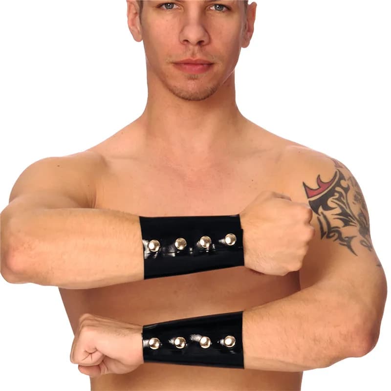 Guanti da polso fatti a mano in lattice nero con lingerie esotica sexy unisex di spessore 1,0 mm Personalizza la dimensione uniforme Zentai