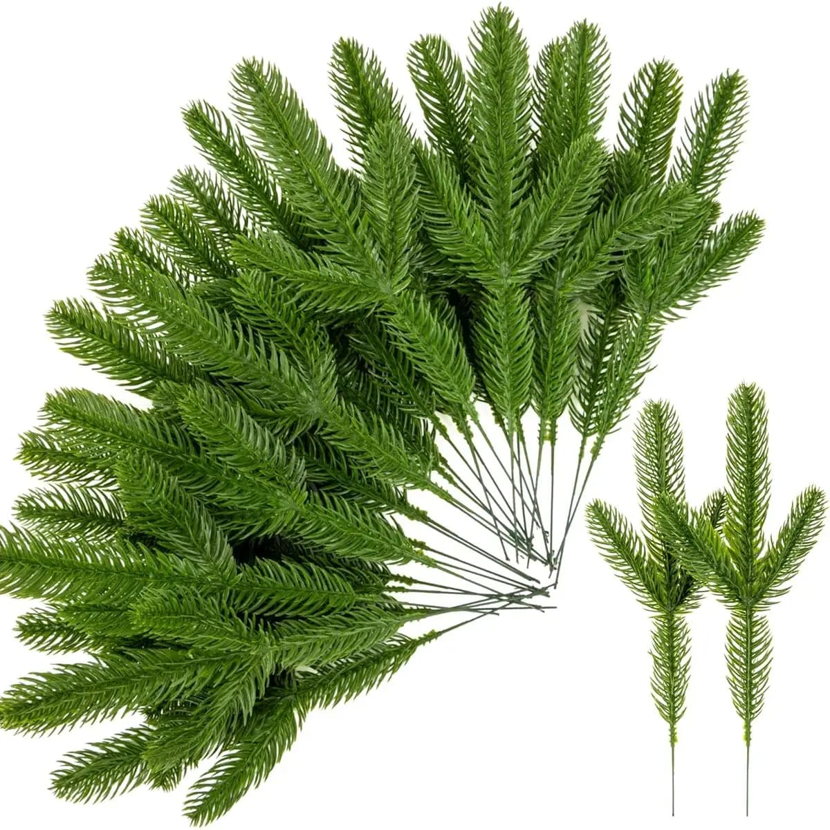30pcs Artificial Pine Branches - Realistic Fake Green Plants with Needles, No Maintenance Indoor/Outdoor Christmas Tree Garland