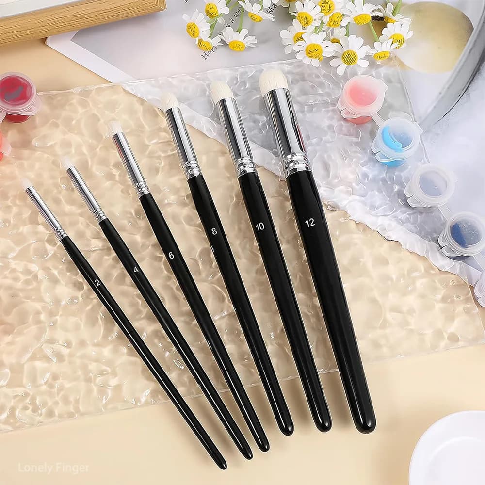 6pcs Wool Detail Paint Dry Brush Set, for Ceramics Art Painting Miniature Watercolor Oil Model for Professional Brush