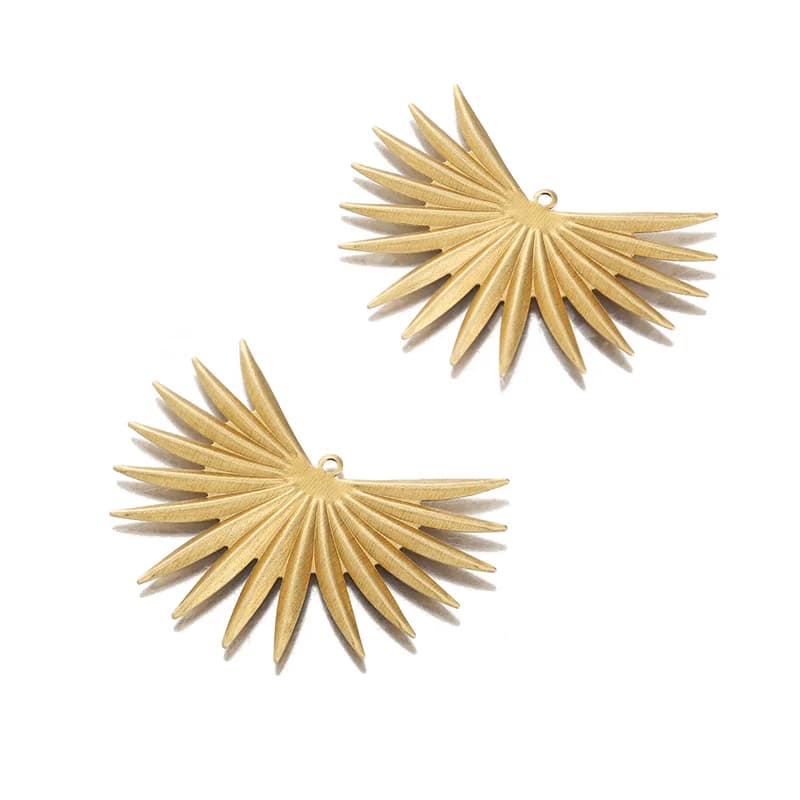 10pcs Brass Palm Leaf Charms Bifurcate Leaves Sun Flower Pendant For DIY Exaggerated Earrings Necklace Handmade Jewelry Making