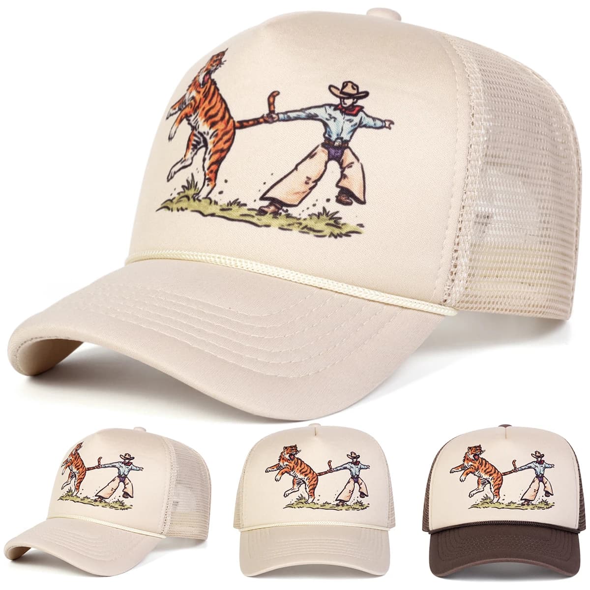 Unisex Tiger Embroidery Baseball Net Caps Spring Summer Outdoor Adjustable Casual Hats Sunscreen Hat Sports Cap