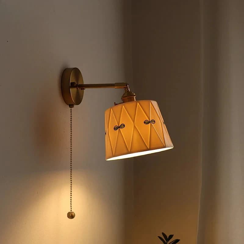 Lampada da Parete in Ceramica e Rame con LED, Applique per Soggiorno, Bar, Caffetteria, Camera da Letto, Bagno, Specchio, Stile Nordico Moderno