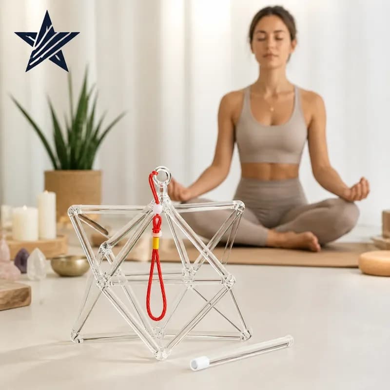 STAR LIN KUP 10 Inch Clear Crystal Singing Bowl Merkaba Shape Sound Healing Instrument with Case for Chakra Balancing