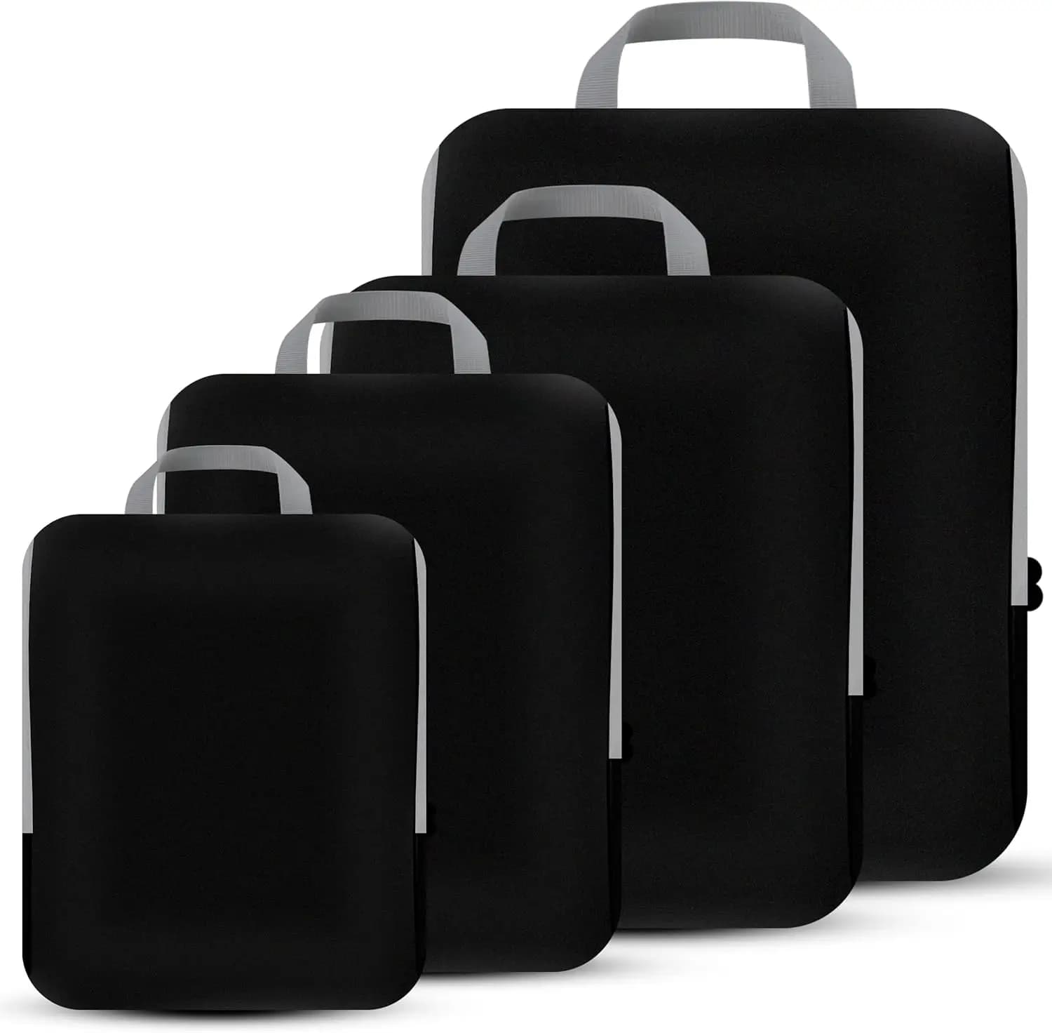 Set di 4 Cubi di Compressione per Viaggi - Organizzatori Espandibili, Neri