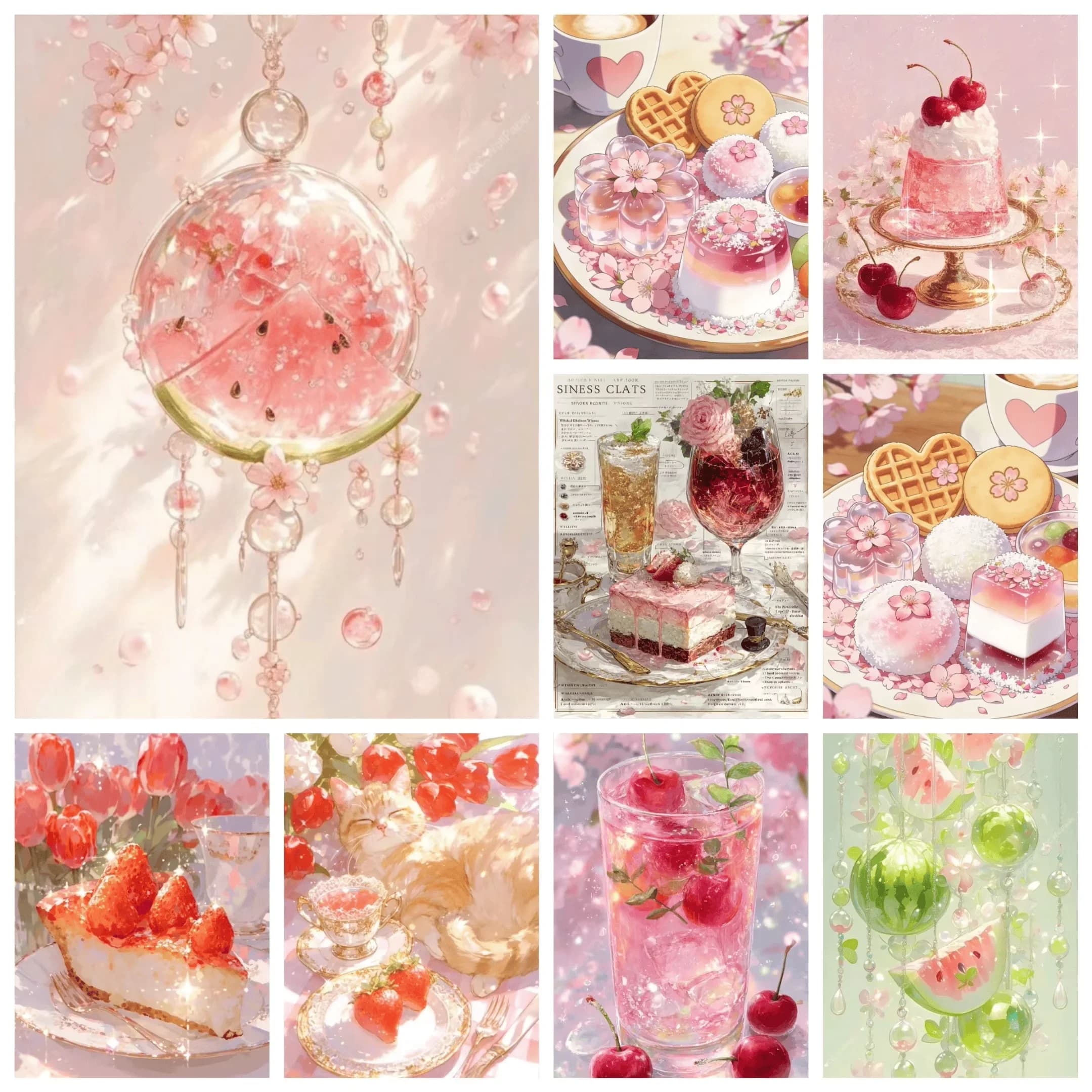 5D DIY Diamond Painting Beautiful Dessert Flowers And Cats Diamond Mosaic Handmade Art Exquisite Creative Gift Home Decoration