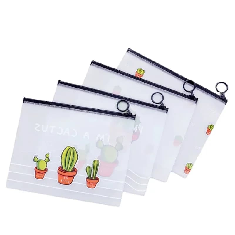 17.1*21.2 cm Cactus Stampe Cartella di file Trasparente Tasca per documenti Borsa per cancelleria per studenti Bambini Matita Penne Borsa Custodia Custodia