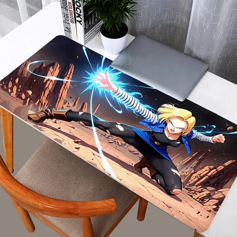 DBZ Dragon Ball Android 18 Mouse Pad Gaming Grande Dywan Gamer Tastiera Scrivania Zerbino Tavolo Tappeto Mousepad XXL 900x400 per Computer