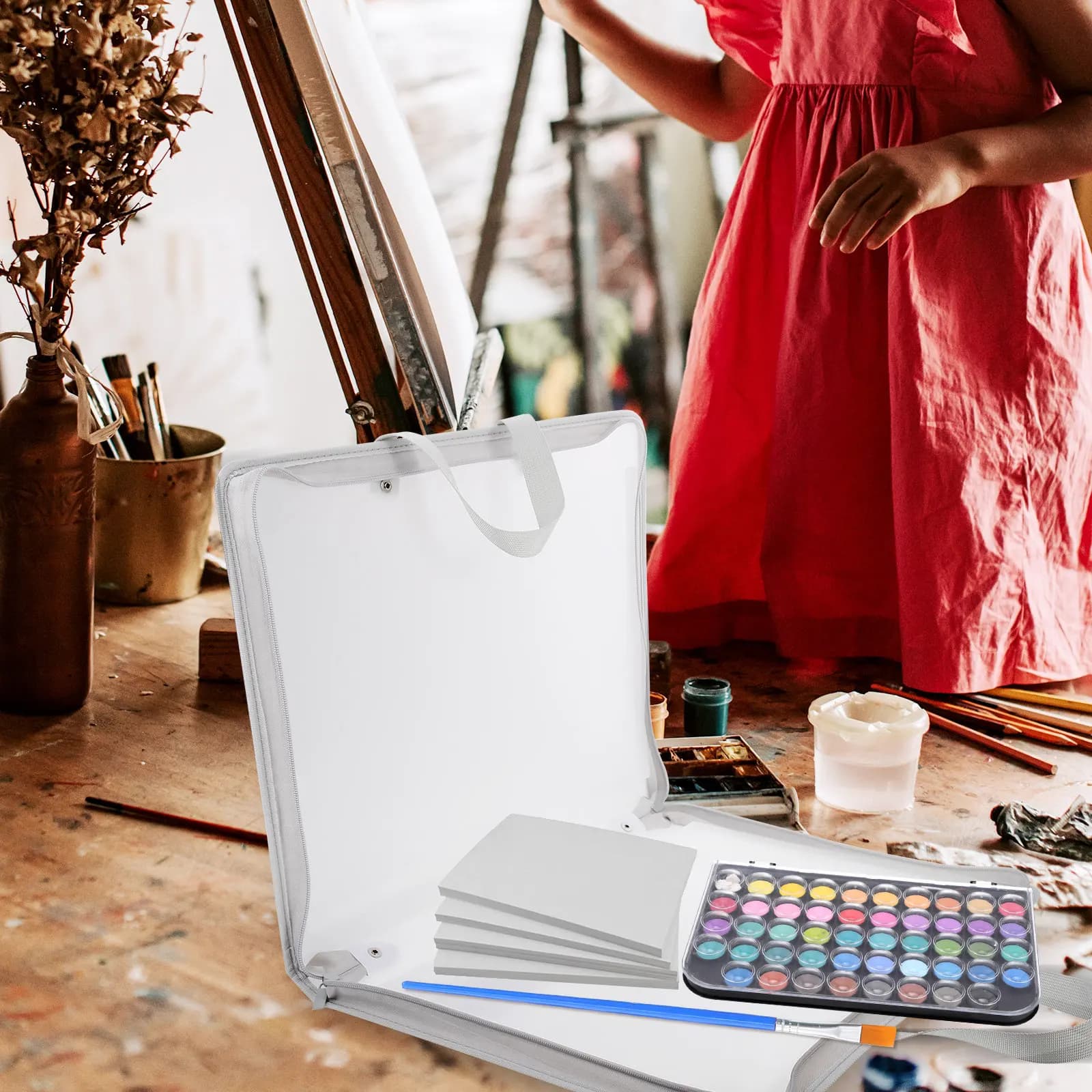 Cartella Portatile per Documenti, Borsa per Materiale Artistico, Cartella Porta Testi per Studenti, Cartella Porta Opere d'Arte Portatile