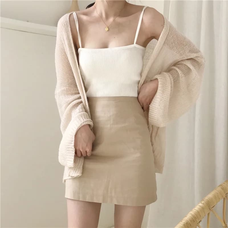 Cardigan estivo nuovo lavorato a maglia Cardigan estivo oversize da donna cappotto allentato da donna con protezione solare Cardigan rosa Top coreano