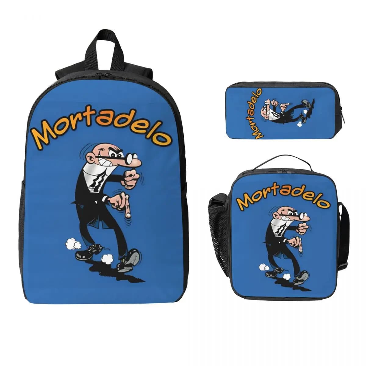 3Pcs Mort & Phil Mortadelo Y Filemn School bags Set for Girls Boys Pencil Boxes Backpack Sets with Lunch Box For School Students