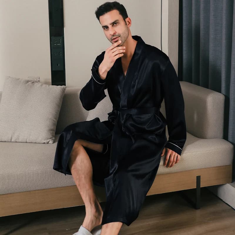 Pigiama da uomo primavera e autunno seta stile sottile pigiama oversize accappatoi a maniche lunghe accappatoi in seta ghiaccio abbigliamento per la casa estate