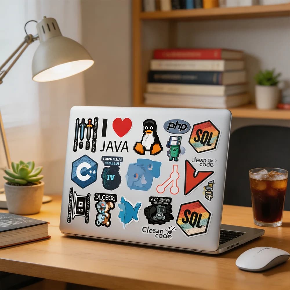 60Pcs Programmer Stickers, Waterproof Coding Vinyl Decals for Tablet Laptop, IT Developer Tech Sticker Pack for Adults Gift