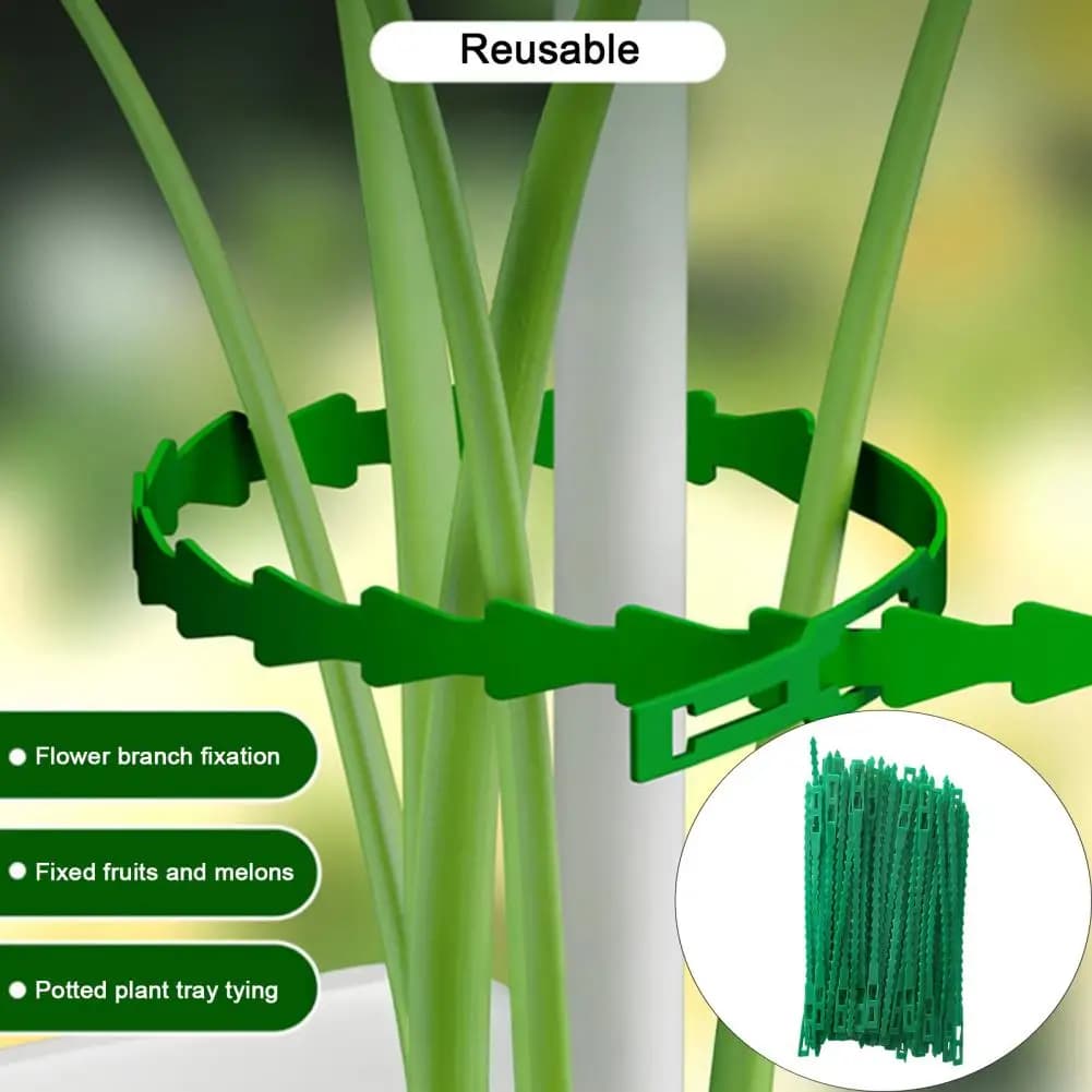 Legacci Regolabili per Piante 13/17cm, Fascette Multifunzione in Plastica Flessibile per Gestione Cavi e Supporto in Giardino per Rampicanti e Arbusti