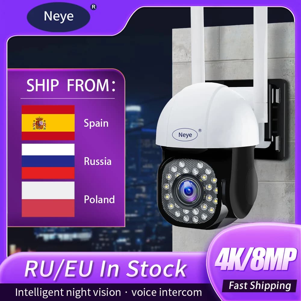 Neye 8MP 4K Smart Home WiFi Security Camera 1080P Outdoor Automatic Tracking PTZ IP Camera CCTV Full Color Night Vision Camera
