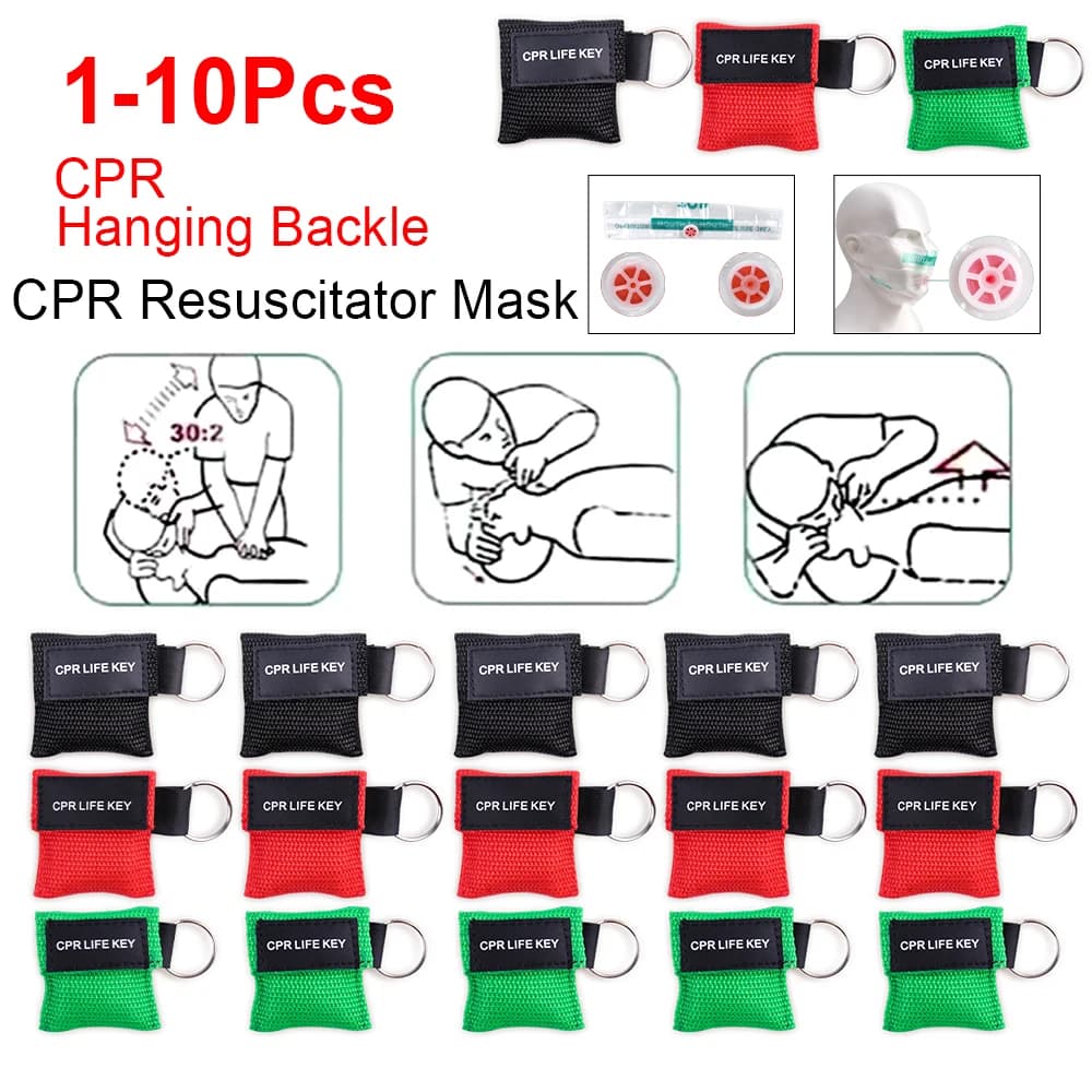 1-10 Pezzi Strumenti Professionali per la Cura della Salute, Maschera CPR con Portachiavi, Maschera di Emergenza per Primo Soccorso e Salvataggio all'Aperto