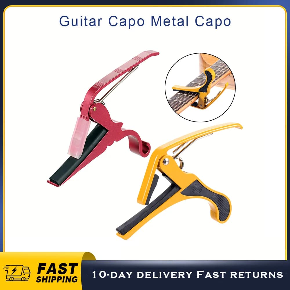 Capotasto per Chitarra Portatile in Metallo con Cuscinetto in Silicone Leggero per Chitarra Acustica, Ukulele e Strumenti Elettrici - Accessorio Universale