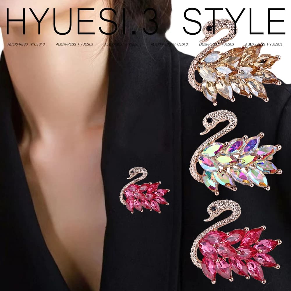 Squisita spilla di cigno di cristallo Cubic zircone animale spilla per le donne ragazze abbigliamento cappotto sciarpa cappello accessori regali per feste