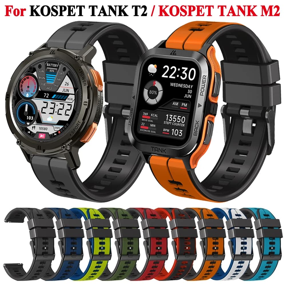 Cinturino in silicone da 22 mm per KOSPET TANK T2 T3 /TANK M2 M3 Ultra Smartwatch cinturino di ricambio cinturino accessori braccialetto