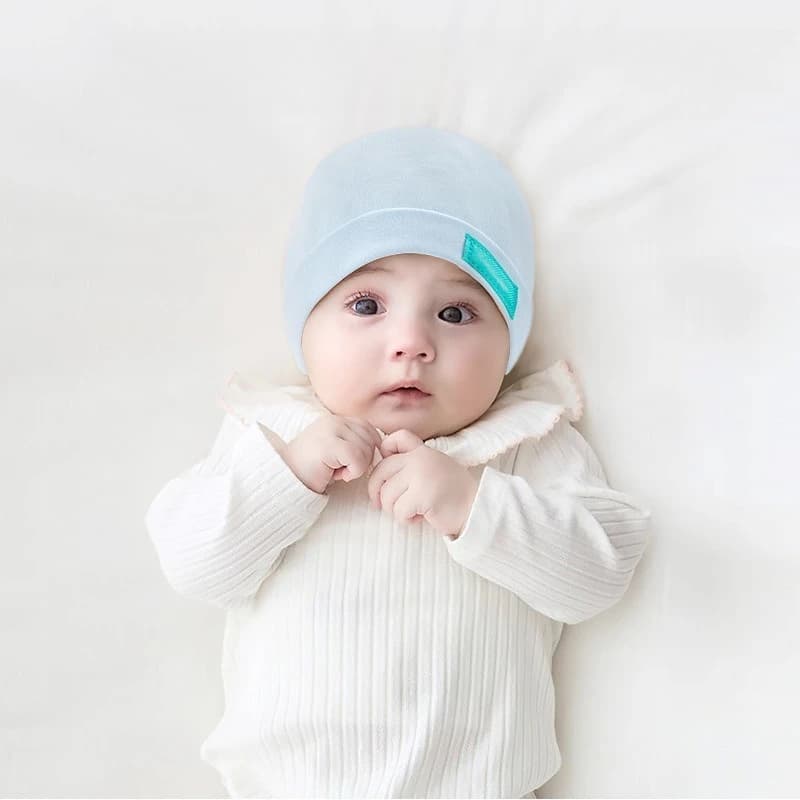 Set di 2 Cappellini per Neonati, Monocolore, Monostrato, Leggeri e Antivento, 100% Cotone, Berretto Traspirante per Bambini