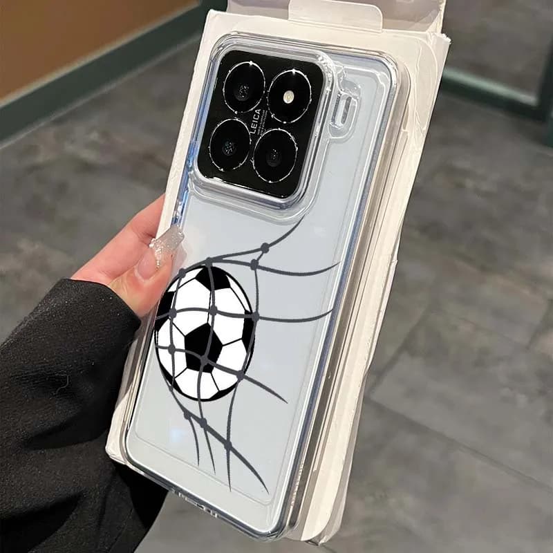 Transparent phone case in TPU with football theme artistic motif for Xiaomi 17 15 14 13 12 12 12S 12X 12T 11 11T Pro Max Lite Ultra