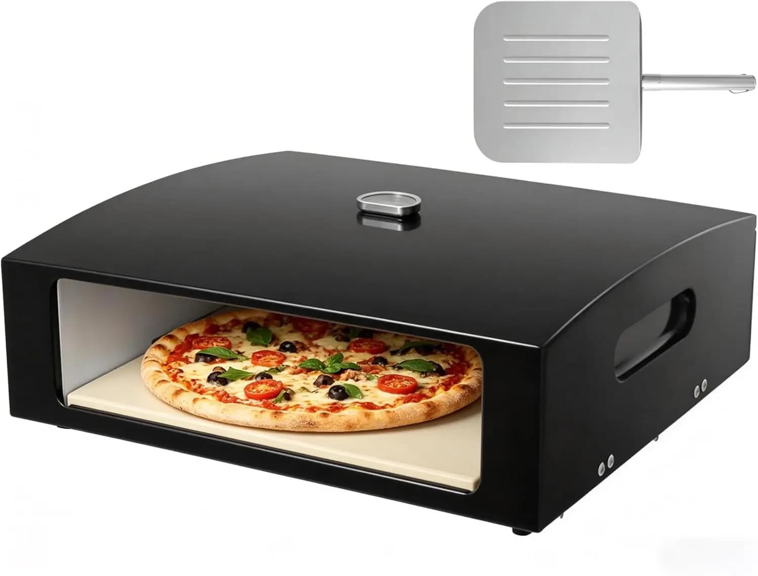 Portable Pizza Oven Kit for Grill, Outdoor Pizza Maker Set with Cordierite Stone and Pizza Peel, Backyard Baking Oven for Homema