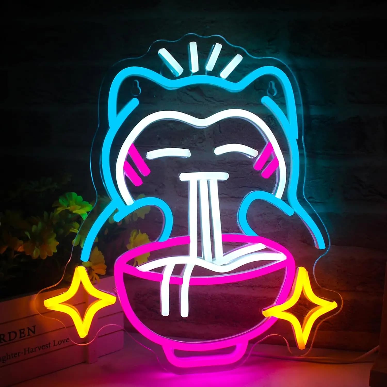 Insegna al Neon a LED Colorata a Forma di Gatto Ramen, Alimentazione USB, Dimmerabile, per Cucina, Ristorante, Camera da Letto, Negozio di Lamian, Decorazione Murale, Regali