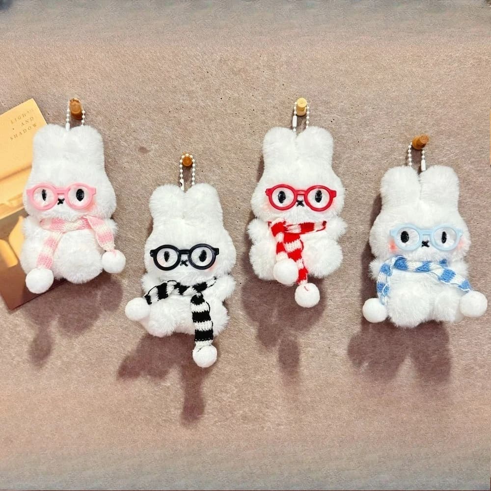 Bambola Miffy con Sciarpa a Righe, Coniglietto Bianco Kawaii, Decorazione per Borsa e Zaino, Accessorio per Foto, Regalo Giocattolo per Ragazze