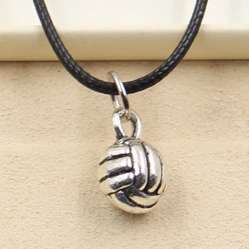 Nuovo di Modo D'argento Tibetano Del Pendente di Colore Pallavolo Collana Del Choker Della Collana di Fascino Nero Cavo di Cuoio di Prezzi di Fabbrica di Gioielli Fatti A Mano