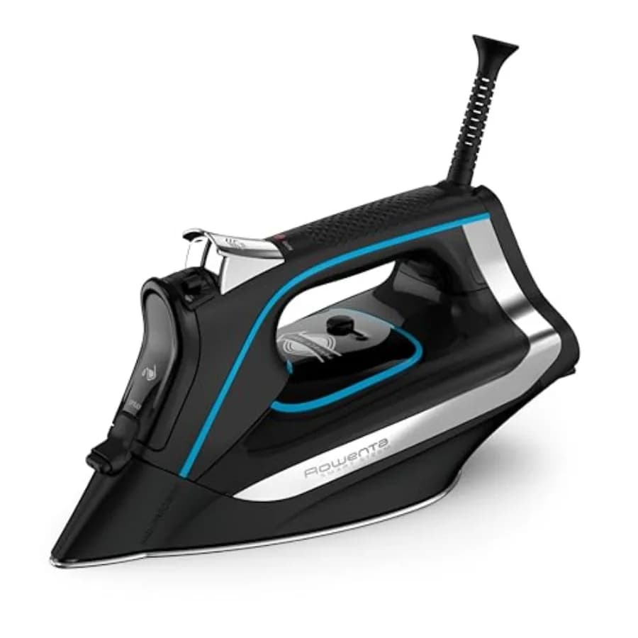 Ferro da Stiro a Vapore Smart Temp con Piastra in Acciaio Inox, 380 Fori Microsteam, 1725 Watt, Spegnimento Automatico, Vaporizzatore per Tessuti, Nero