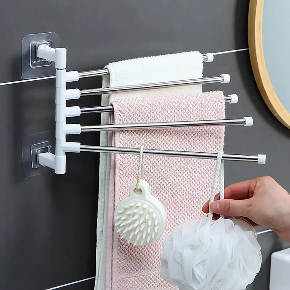 Portasciugamani da bagno con barra rotante a 180 gradi Portasciugamani multistrato senza punzonatura Installazione semplice