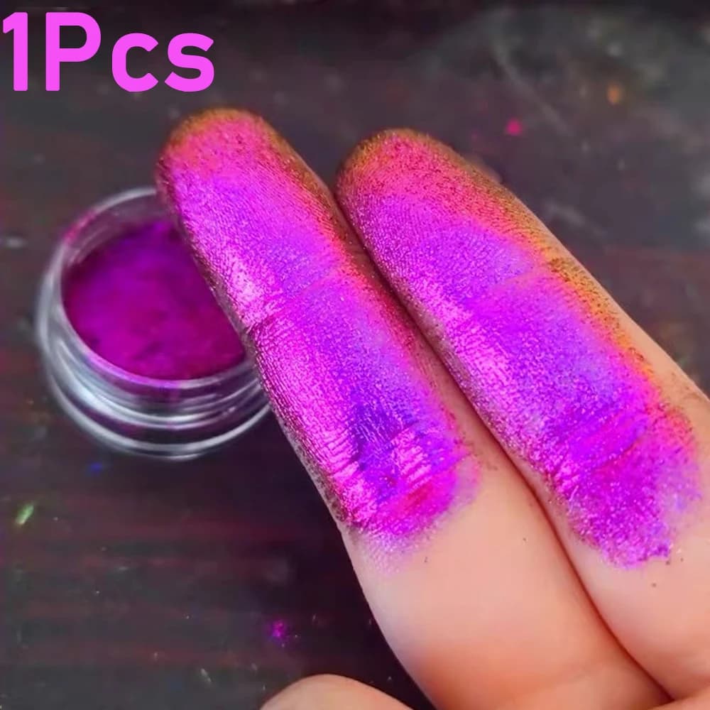 1 neon chameleon dust box nail art illusion 6 colors polarized pearl powder for nails / eye shadow makeup pearl powder wholesale