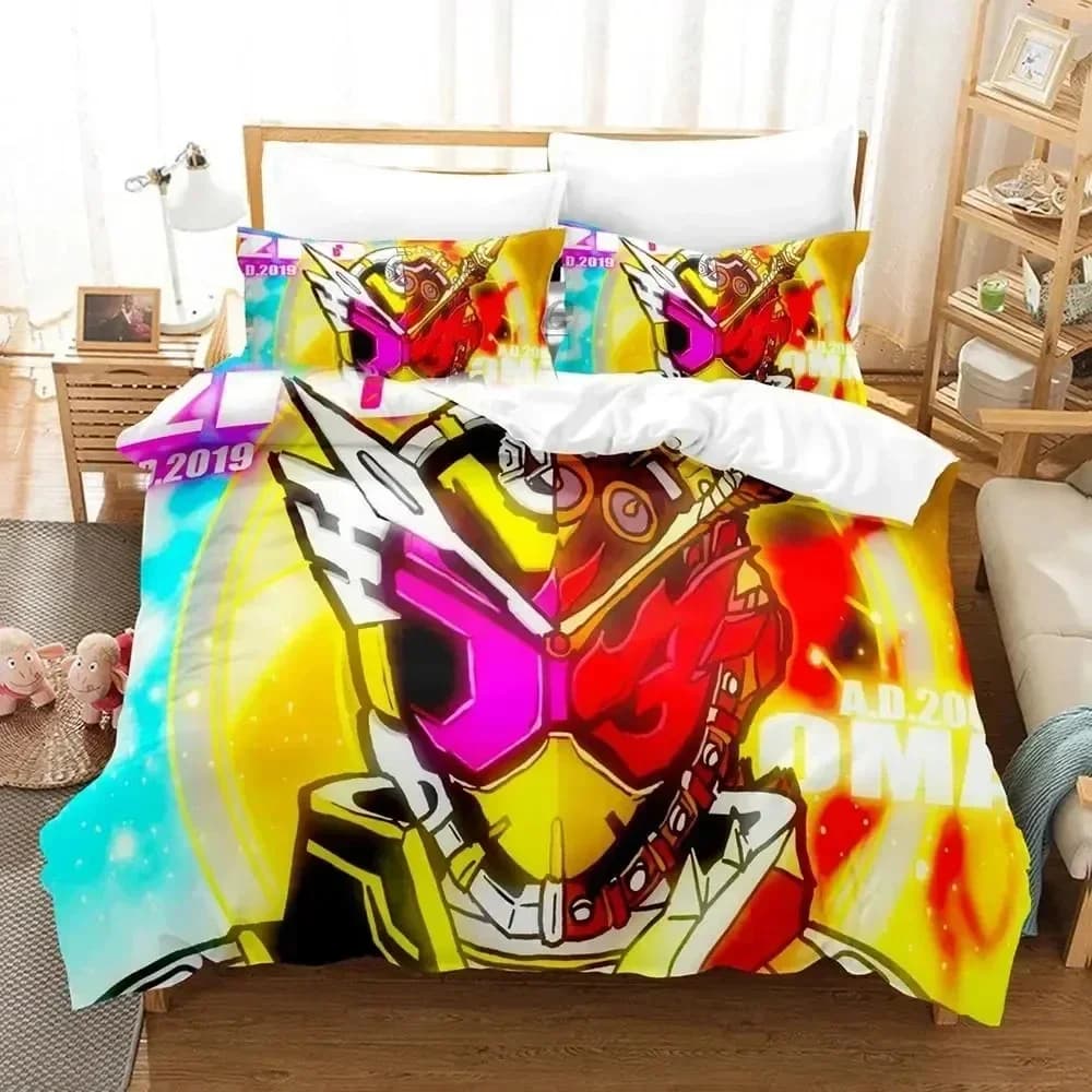 Anime Kamen Rider Zero-One Set biancheria da letto Copripiumino Set letto Copripiumino Federa Trapunte King Queen Size Ragazzi Biancheria da letto per adulti