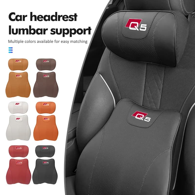 Car Logo Seat Headrest Neck Pillow Lumbar Support Protect Pad Accessories For Audi Q2 Q3 Q5 Q7 Q8 TT S3 S4 RS5 RS6 RS7 S7 S8 QS5