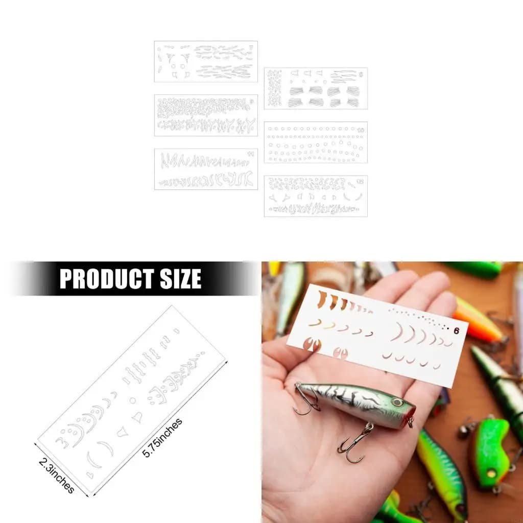 6 pz Richiamo Pesca Stencil Modelli Pittura in PVC per Pesce Richiamo Fatto a Mano Pittura Carta Legno Metallo Tessuto